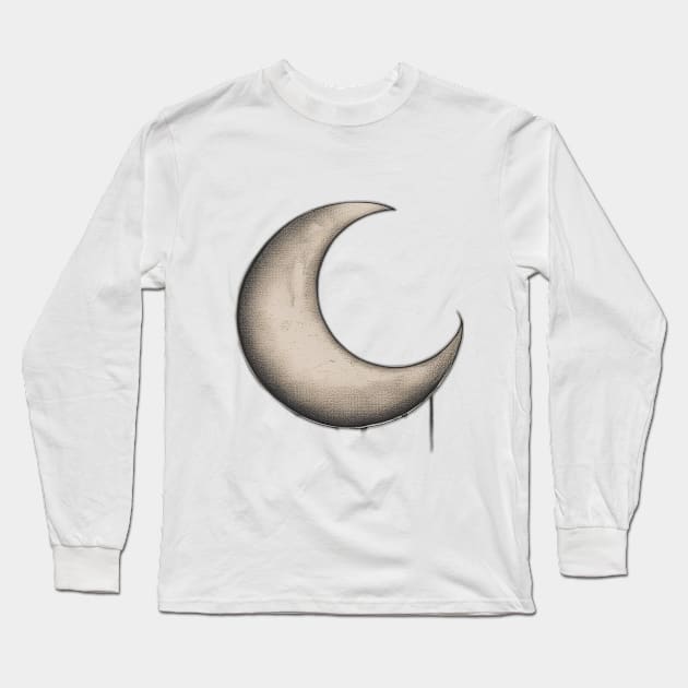 Crescent Moon Beige Shadow Silhouette Anime Style Collection No. 314 Long Sleeve T-Shirt by cornelliusy